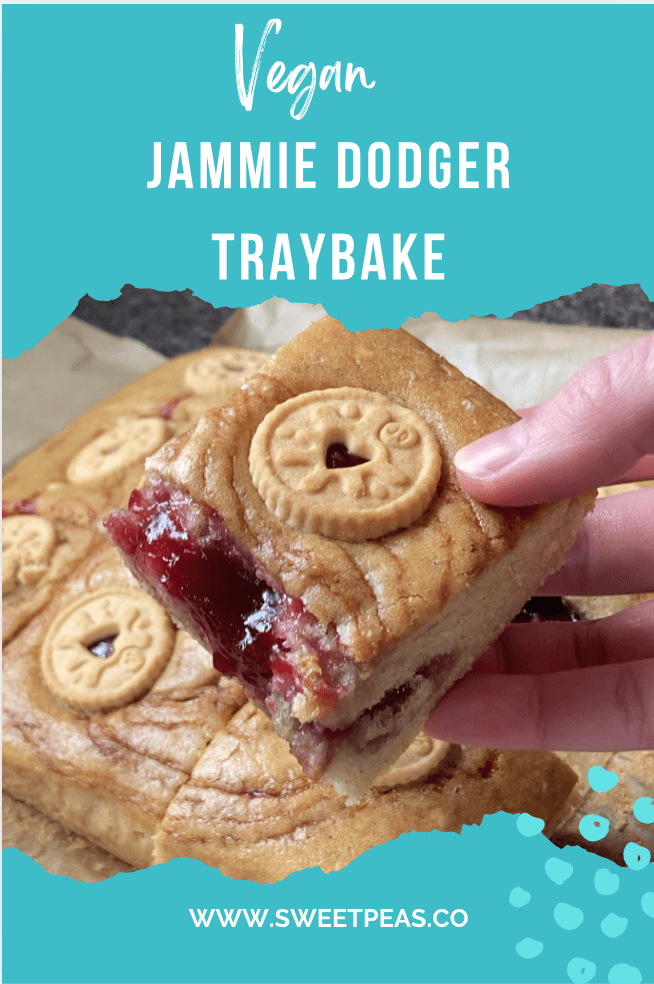 vegan jammie Dodger Traybake pinterest