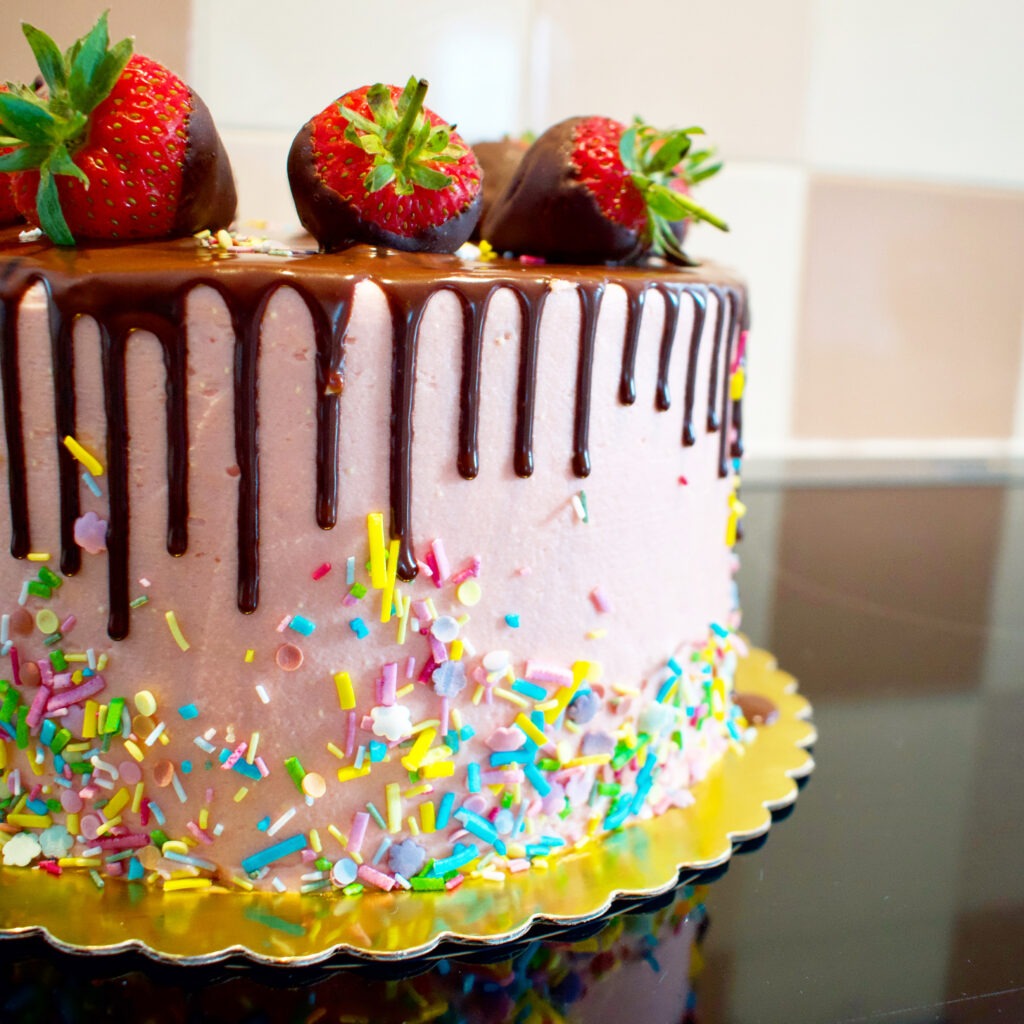 Vegan Chocolate Dipped Strawberry Cake