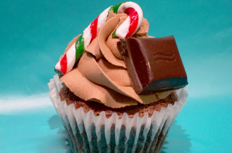 Chocolate Mint Candy Cane Cupcakes
