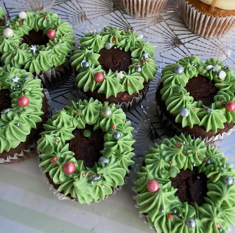 Gluten free vegan chocolate wreath cupcakes